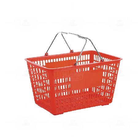 Plastic shopping basket (iron handle green)